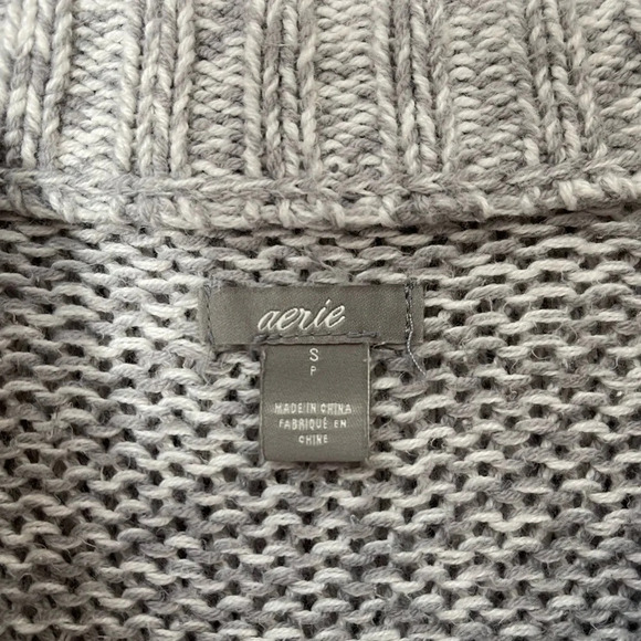aerie Light Gray Marled Tight Knit Oversized Pullover Sweater Small Women’s - Picture 12 of 14